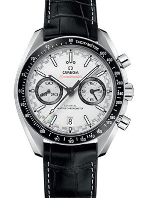 Omega Speedmaster Racing Co-Axial Master Chronograph Watch – 44.25 mm Steel Case – Black Ceramic Bezel – White Dial – Black Leather Strap – 329.33.44.51.04.001