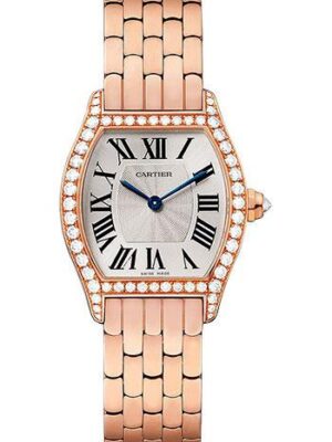 Cartier Tortue Watch - 30 mm Pink Gold Set Diamond Case - Pink Gold Bracelet - WA501010